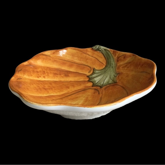 Williams Sonoma Hand Painted Pumpkin Serving Bowl/Dish | Made In Italy - Picture 3 of 5